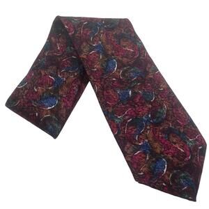 Pierre Balmain Extra Long Swirl Print Silk Neck Tie
